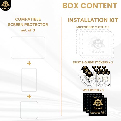 Image of OHAYO Military Strength Tempered Glass Screen Protector For GoPro Hero 13| 9H+ Hardness, Strong Protection, Full Screen Edge-to-Edge Cover, Scratch Resistant, Bubble-Free Install, Ultra HD Clarity,With installation kit, Complete Set Of 3 Glass