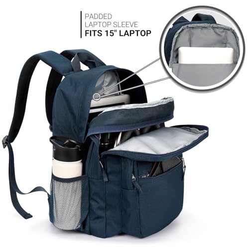 Image of ZORFIN 26L Backpack for College, and Travel: Water Resistant Bookbag - Steel blue