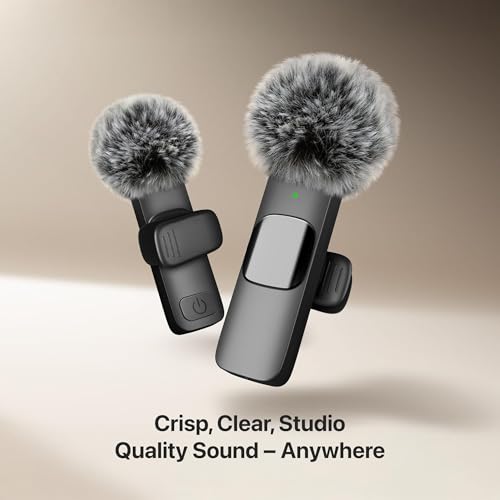 Image of GADGETSWEAR AI K9 Furry Dual Wireless Lavalier Microphone for Android iPhone | Collar Mic with Type-C, Lightning, USB Noise Cancelling Fur, Vlog for YouTube, Interviews, Reels, Video Recording