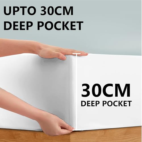 Drap-housse 100% coton blanc king size résistant et élastique - 4