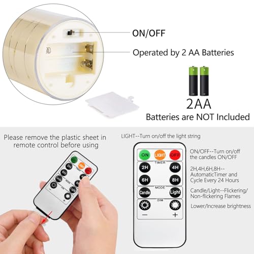 Bougies LED sans flamme à piles avec minuteur et télécommande - 2