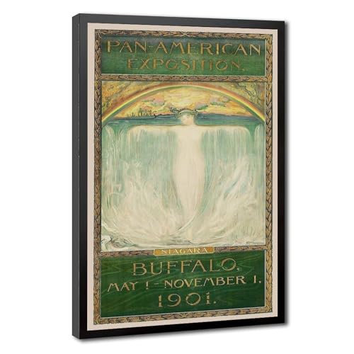 Affiche Buffalo Niagara Falls 1901 vintage poster retro impression toile avec cadre 30x45 cm