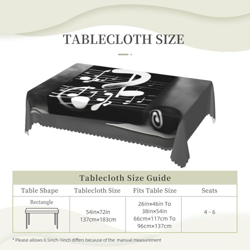Nappe rectangulaire notes de musique noire et blanche tissu de qualité - 7
