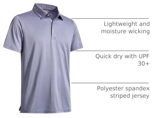 Image of Men's Golf Polo Shirts Short Sleeve Striped Performance Moisture Wicking Dry Fit Golf Shirts for Men