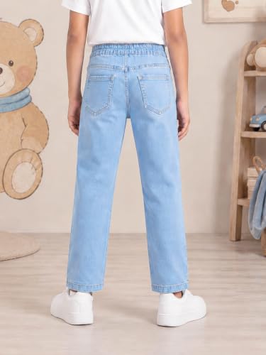 Image of KiddoPanti Boys Regular Fit Denim Pant | Stretch Poly Cotton Denim | Regular Fit Full Length Pant | Back Elasticated & Button with Zip Open Fly