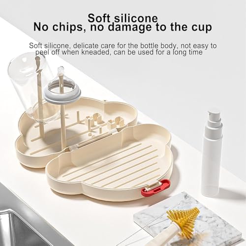 Image of Tony Stark 6-in-1 Baby Bottle Cleaning Brush Set - Includes Silicone Bottle Brush, Nipple Cleaner, Straw Brush, Soap Dispenser, Storage Box, and Bottle Drying Rack |Silicone Bristles (Car Design)