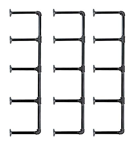 FOF FRIEND OF FAMILY (52" Tall,5 Tier, 3 pcs) Industrial Retro Wall Mount Iron Pipe Shelf Hung Bracket DIY Storage Pipe Shelving Bookshelf