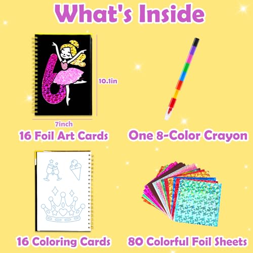 Image of FUNNYB&G Mess-Free Foil Art Craft for Kids Ages 4-10, Kids Birthday Gift