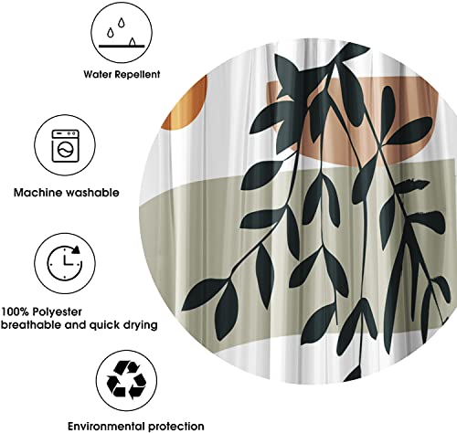 Yiran Mid Century Abstract Shower Curtain Leaves Plant Neutral Bathtubs Decoration Set For Bathroom Waterproof Boho Bathroom Shower Curtain With 12 Hooks 72"X72" #TOP3