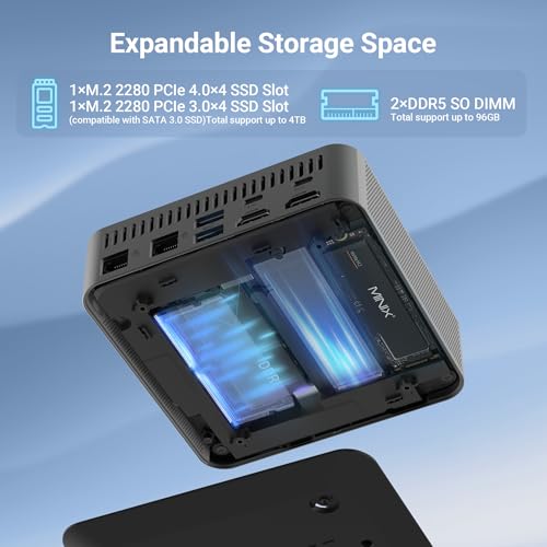 Image of MINIX NGC N713 Mini PC, Intel 13th i7-13620H 1TB M.2 PCIe 4.0 x 4 SSD 32GB (16GBx2) DDR5 Micro Desktop Computer 4 Display /Thunderbolt4 8K /Dual Lan /USB-C /2HDMI, for Business Home Office Multi-Tasking