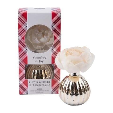 Bridgewater Candle Comfort & Joy Holiday Flower Diffuser | Seasonal Christmas Winter Scented Diffuser | Metallic Decorative Air Freshener for Home | 8 oz | 60 Day Lifespan Cover