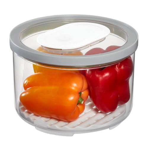 iDesign Large Round Fridge Produce Bin with Removable Drainage Tray and Lid - Gray by iDesign - Image 3
