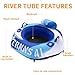 WERNNSAI 52” Heavy Duty River Tube with Canvas Cover Large Pool Floats Adults Hexagon Inflatable Water Tubes Tubing River Raft Lounge Chair with Cup Holders Backrest Grab Handles