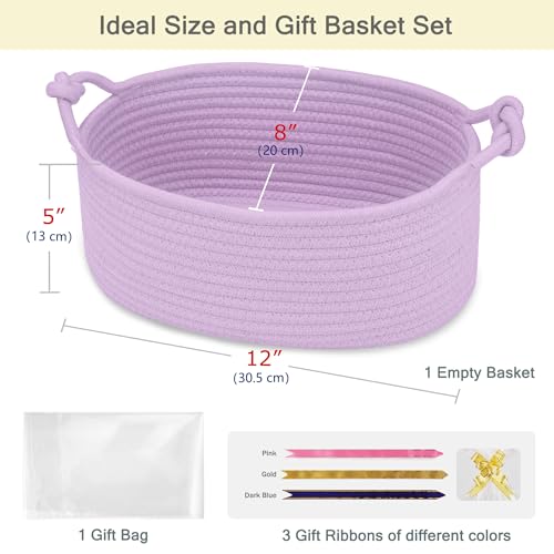 Image of Small Empty Gift Basket with Bag & Ribbons, Purple