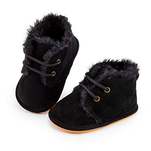 Bellocasa Infant Baby Boys Girls Winter Warm Cotton Boots Non Slip Rubber Sole Sneakers Toddlers First Walker Newborn Crib Outdoor Hard Bottom Shoes(Jy5443 Black,1) #TOP4