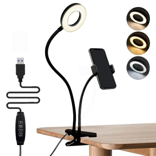 Clamp On Reading Light with Phone Holder