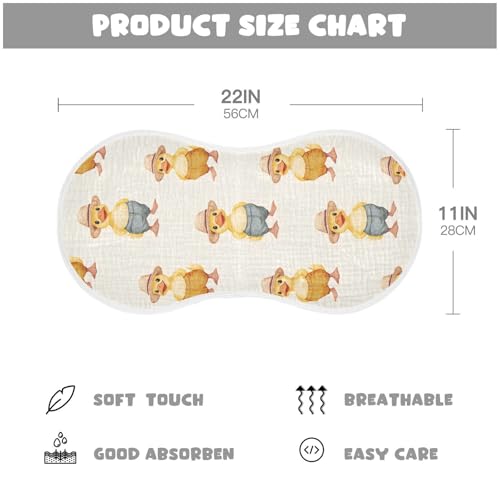 vvfelixl Muslin Burp Cloths Cute Chubby Duck Wear Straw Hat Baby Washcloths for Baby Girl Boys 2 Pack2