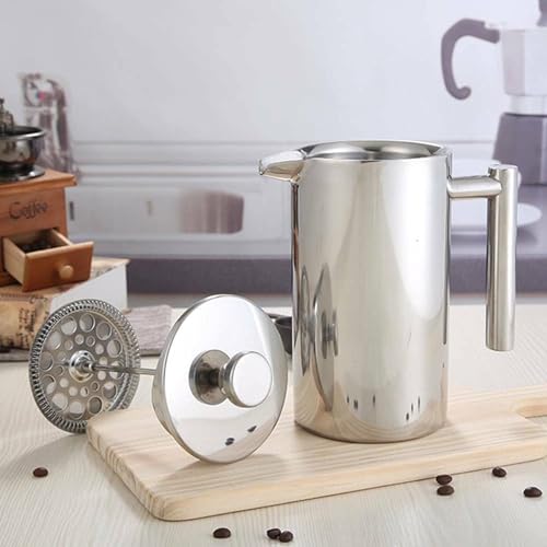 CROWNSHOP 350ML Coffee Press Double Wall Maker Stainless Steel Cafetieres Shockproof Glass Pot Filter Maker Plunger Pitcher for Tea and Ground Beans - Image 4