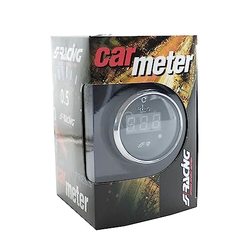 Simoni Racing OT/C Chrom-Rand Linie Öltemperatur-Instrument, Digitalanzeige Öltemperatur mit LED-Display für Auto oder Lkw, rote Beleuchtung