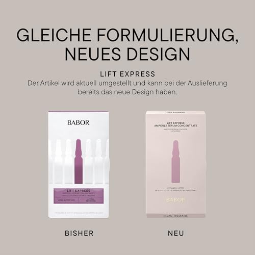 BABOR Lift Express, Anti-Aging Serum Ampullen für das Gesicht, Sofortiger Anti-Falten-Effekt, Vegane Formel, Ampoule Concentrates, 7 x 2 ml