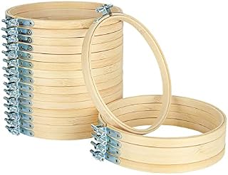 YOUNTHYE 20Pcs Wooden Embroidery Hoops 6 inch, Bamboo Circle Cross Stitch Hoop, Adjustable Cross Stitch Ring for DIY Art Craft Handy Sewing