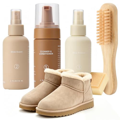 UGTUGT Shoe Cleaner Kit,Suede Shoe Cleaner Kit with Shoe Cleaner,Shoe Waterproof,Shoe Contioner,Shoe Cleaning Brush & Suede Eraser for Suede,Nubuck,Sheepskin,Ugg Boots,Snow Boots,or all Suede Items