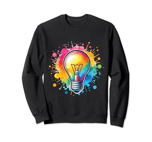 Vibrant Colorful Lightbulb Idea Electrician Cute Light Bulb Sweatshirt