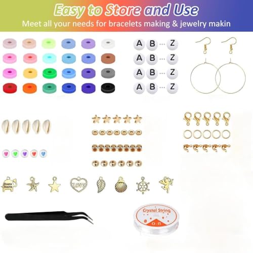 Image of DARK MAGISTER Kids Bracelet Making Kit with Colorful Beads, Rubber Bands, Charms and Tools - DIY Jewelry Craft Box for Children (Beads Set with Smiley Cubes)
