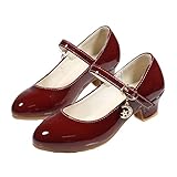 [Cousannory] フォーマルシューズ 女の子 発表会 ベビー プリンセス靴 キラキラ 子供靴 ガールズ パンプス ローヒール 滑り止め 赤ちゃん シューズ 幼児 女児 軽量 パンプス 子供用 結婚式 卒園式 卒業式 入園式 入学式(0625D-レッド,18.0 cm)