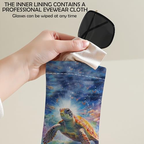 Image of 2 PCS Glasses Eyeglass Sunglasses Case Pouch Soft PU Leather Cute Aesthetic with Cleaning Cloth for Boys Men Man