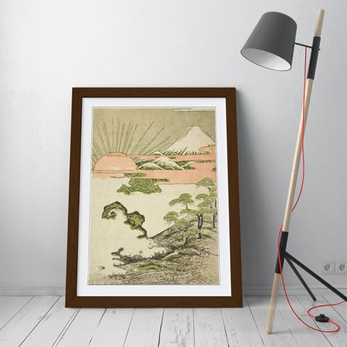 Tableau Isoda Koryusai Mont Fuji A1 sous cadre en noyer noble CANVAS MONKEY