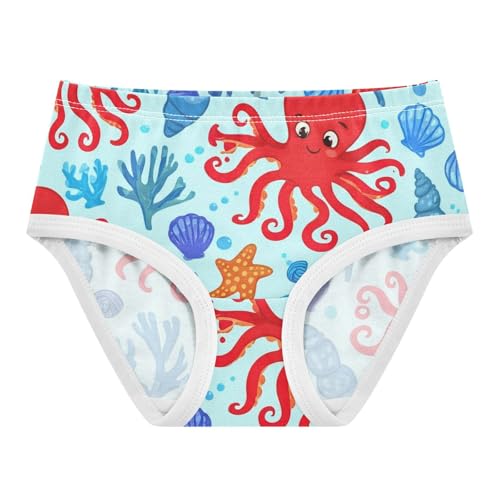Girls Underwear Toddlers 2t Cotton Panties for Girl Funny Undies Kids Briefs Cute Red Cartoon Octopuses Blue