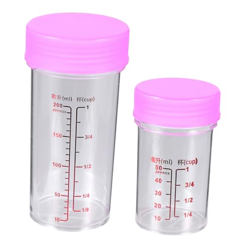ABOOFAN 2 Set Pp Measuring Cups Travel Container Scales Measuring Cups Measuring Cylinder Test Tubes with Lids Laboratory Tube Test Tubes Laboratory Beaker With Scale Red re-usable