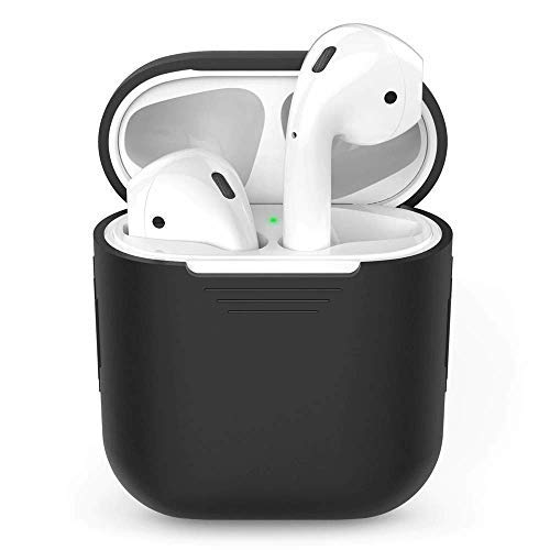 1 funda de silicona TPU para auriculares inalámbricos con Bluetooth para AirPods, accesorios para Apple Airpods, caja de carga (negro)