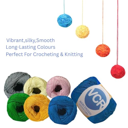 Image of VCR 4 Ply Light Orange 100% Mercerized Cotton Yarn, 60 Grams Hank, 190 Meters Length, Cotton Combed Ball, Smooth and Glossy Crochet Yarn for Crochet and Knitting, Pack of 1, Suitable for DIY Crafts