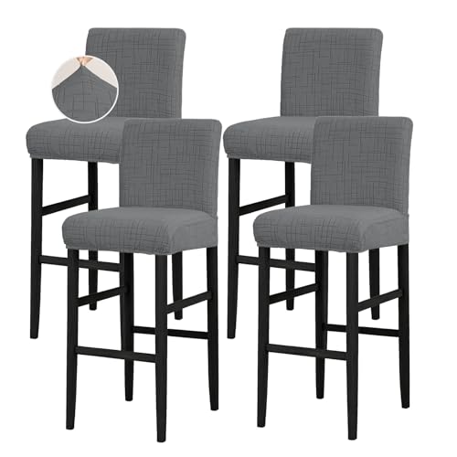 Image of JIUZHEN Dark Grey Stretch Velvet Bar Stool Counter Covers Set of 4