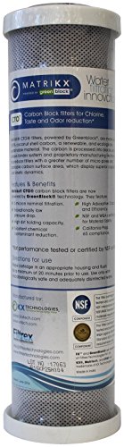 KX 32-250-10-GREEN | 10" CTO Carbon Block Water Filters for Chlorine Taste and Odor reduction | KX MatriKX Powered by GREENBLOCK | Replaces 32-250-125-975