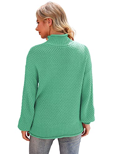 Jouica Women's Winter Long Batwing Sleeve Sweaters Turtle Neck Casual Comfy Pullover Jumpers Tops,Light Green,X-Large #TOP3