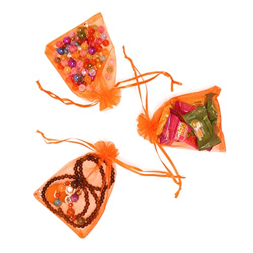 Image of Dealglad 50pcs Drawstring Organza Jewelry Candy Pouch Christmas Wedding Party Favor Gift Bags (3.5x4.5 inch, Orange)