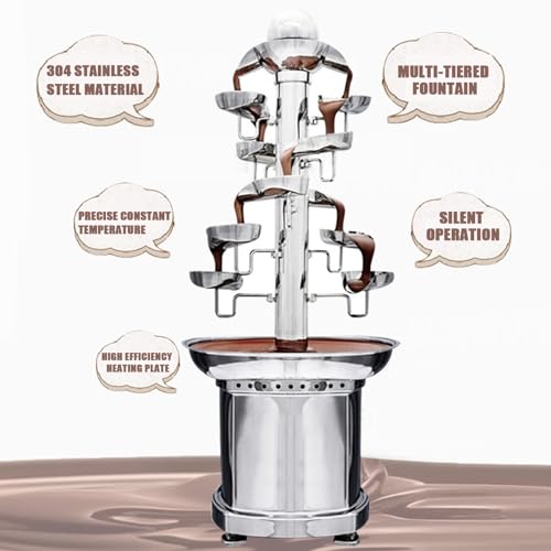 Chocolate Fondue Fountain Machine, Stainless Steel, Melting Chocolate Waterfall with Warming Function for Parties and Weddings - Image 2