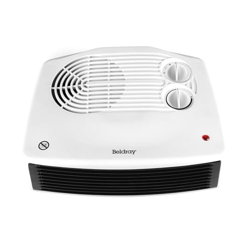 Beldray Flat Fan Heater – Horizontal Room Heater, Adjustable Thermostat, Quick-Heat Up, Thermal...