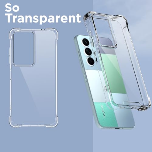 Image of Amazon Basics Back Cover for Realme P4 Lite 5G PC + TPU Clear Transparent Raised Edges Shockproof Protective Phone Bumper Case (Transparent)
