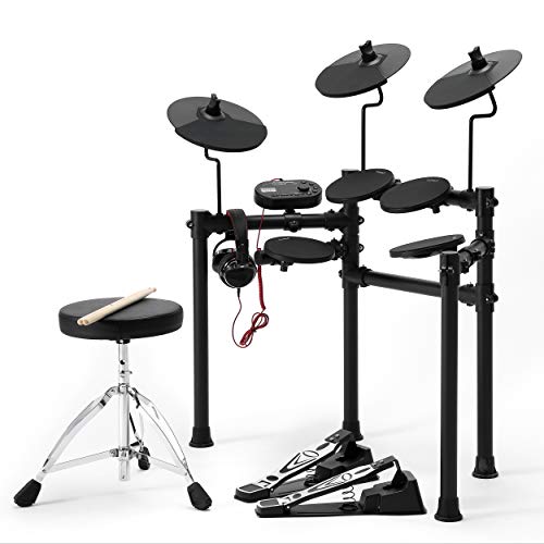 Qoqoba Electronic Drum Set Pro Lite 8K Series | Midi Digital Electric Drum Set For Kids Adult Beginners | 3-Cymbals, 3-Toms, 1-Snare, 1 Module | Incl Stdio Headphone & Drum Seat W/ 60-Days Live Lesson #TOP1