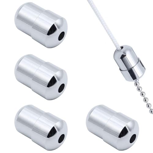 LNJBABAO 4 Pack Pull Cord Joiner Metal Chrome Pull Cord Joiner Cord Connector for Ceiling Light Switches Shower Blinds Fan Pull Cord