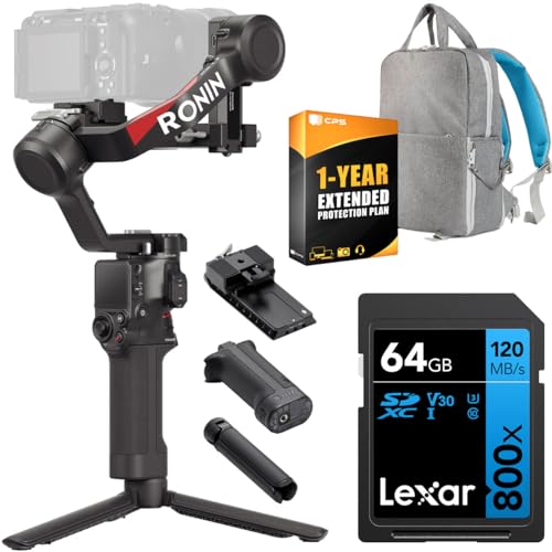 Image of DJI RS 4, 3-Axis Gimbal Stabilizer for DSLR and Mirrorless Cameras Canon/Sony/Panasonic/Nikon/Fujifilm Bundle with 64GB Memory Card, Deco Gear Camera Backpack and 1 YR CPS Enhanced Protection Pack
