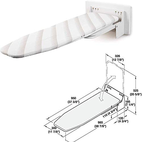 MYOYAY Wall Mounted Ironing Board 13 x 37 Inch Space-Saving 180° Swive Fold Away Ironing Board with Heat Resistant Cover for Home House Held Laundry with Manual,White - Image 3