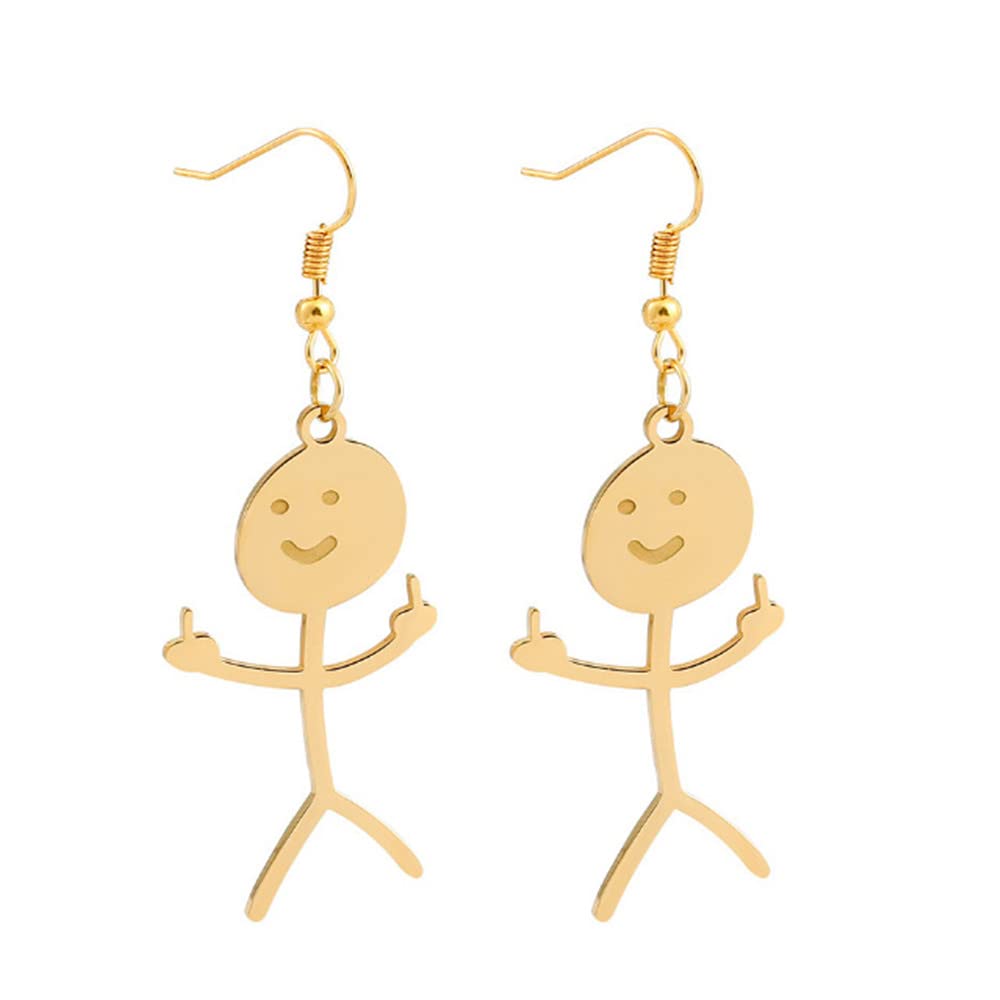 PingyongchangCool Funny Doodle Middle Finger Earrings Cute Handmade Face Dangle Drop Earrings for Women Men Friendship Personalized Jewelry Best Friend Gift