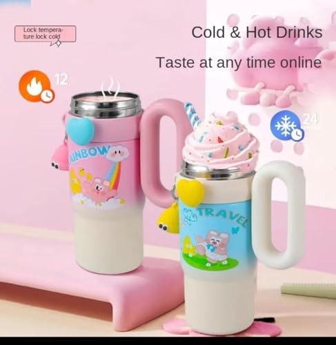 Image of Fancy Kitchen Cartoon Kids Tumbler - 850ml Stainless Steel Double-Walled Travel Mug - Leak-Proof, BPA-Free with Straw - Perfect for School & Outdoor Use. (Travel Blue)