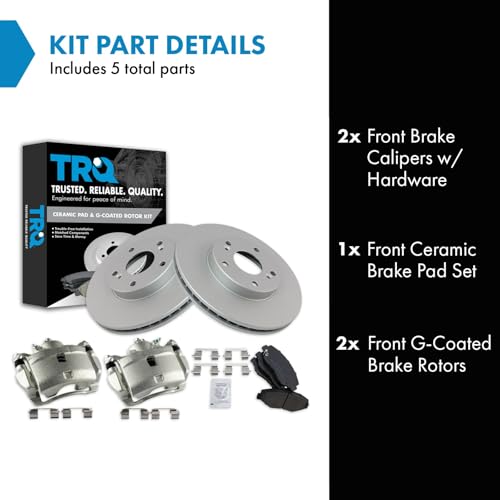 Image of TRQ Front Brake Pad and Rotor Set Ceramic Vented Coated Rotors Calipers Hardware Compatible with 2014-2015 Acura ILX 2003-2017 Honda Accord 2013-2015 Civic