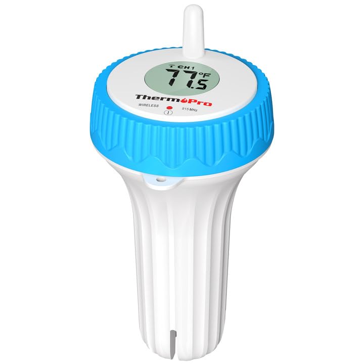 ThermoPro Digital Pool Thermometer Floating Sensor for Cold Plunge Hot Tub, Waterproof Water Temperature Monitor for for Ice Bath/Swimming Pool/SPA/Aquarium/Pond